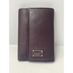 Dolce & Gabbana Burgundy Leather Key Holder Wallet